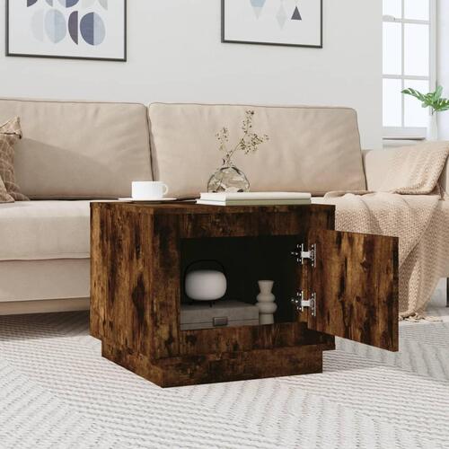 Sofabord 51x50x44 cm konstrueret træ røget egetræsfarve