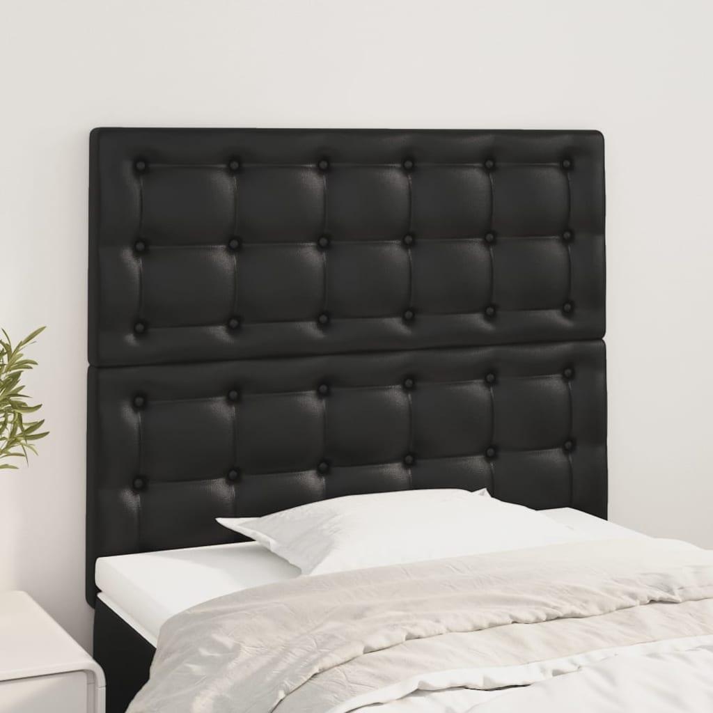 Sengegavle 2 stk. 100x5x78/88 cm kunstlæder sort billede