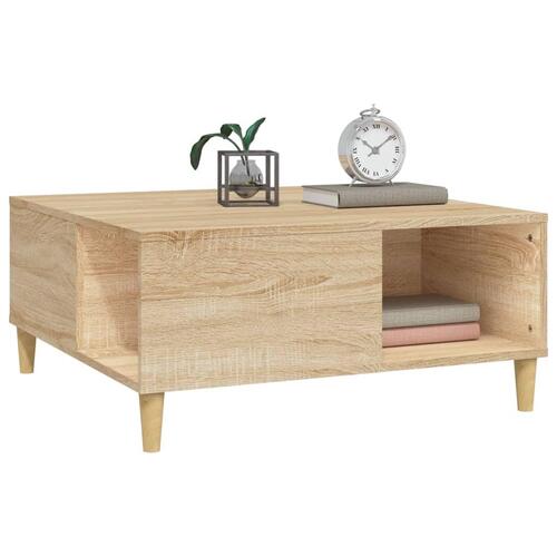 Sofabord 80x80x36,5 cm konstrueret træ sonoma-eg
