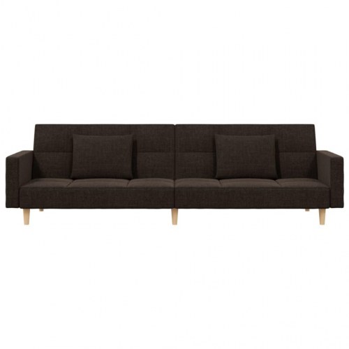 2-personers sovesofa med 2 puder og fodskammel stof mørkebrun