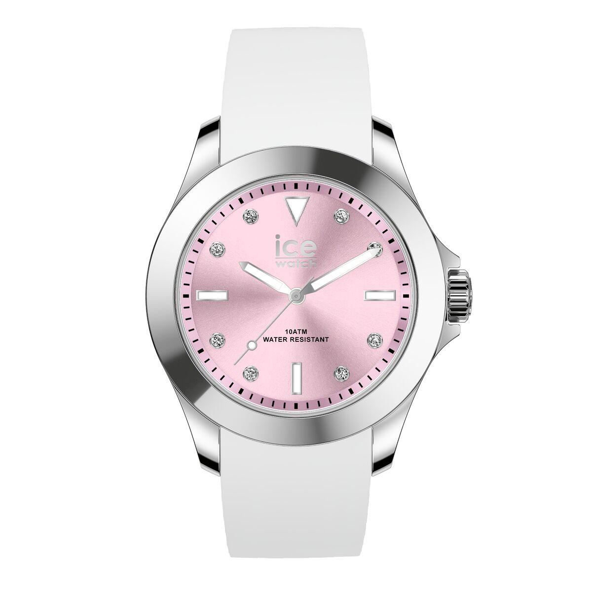 Ice dameur 021270 - pink skive, hvid rem (Ø 40 mm)