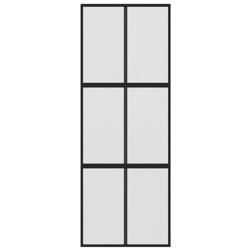 Skydedør 76x205 cm hærdet glas og aluminium sort