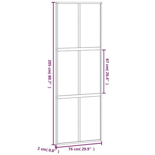 Skydedør 76x205 cm hærdet glas og aluminium sort
