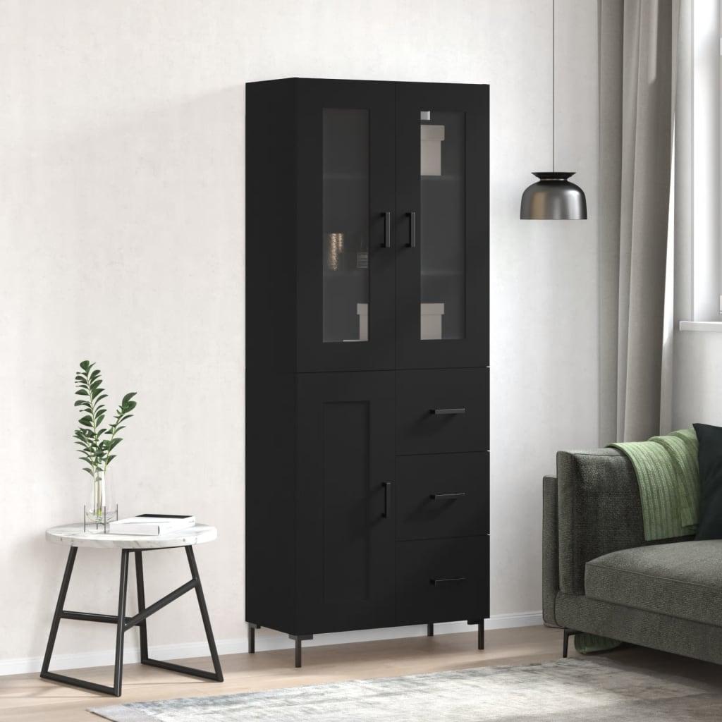 Højskab 69,5x34x180 cm konstrueret træ sort