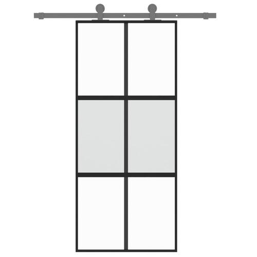 Skydedør 90x205 cm hærdet glas og aluminium sort