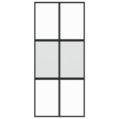 Skydedør 90x205 cm hærdet glas og aluminium sort
