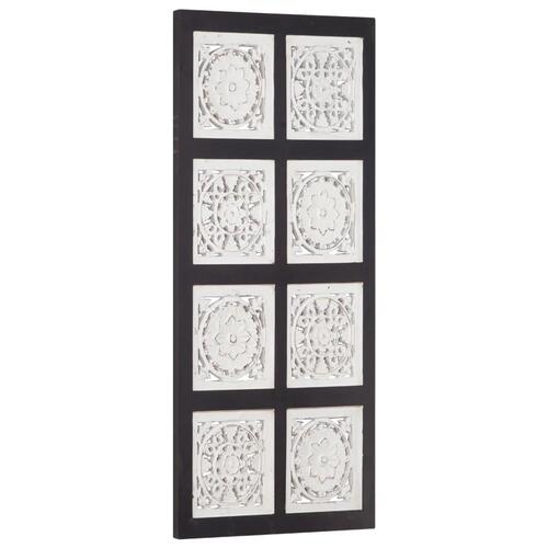 Håndskåret vægpanel 40x80x1,5 cm MDF sort og hvid