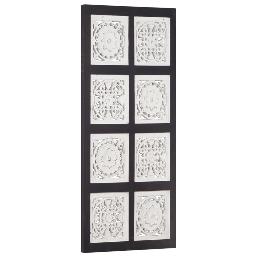 Håndskåret vægpanel 40x80x1,5 cm MDF sort og hvid