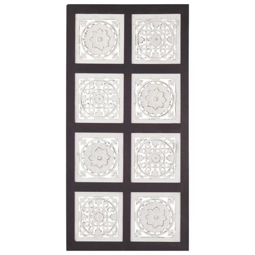 Håndskåret vægpanel 40x80x1,5 cm MDF sort og hvid