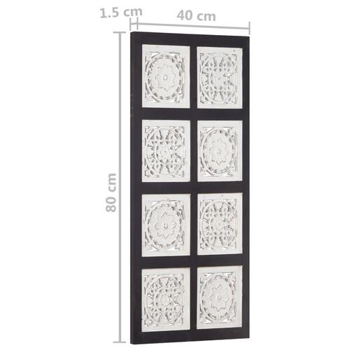 Håndskåret vægpanel 40x80x1,5 cm MDF sort og hvid