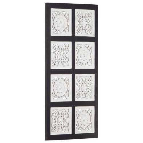 Håndskåret vægpanel 40x80x1,5 cm MDF sort og hvid