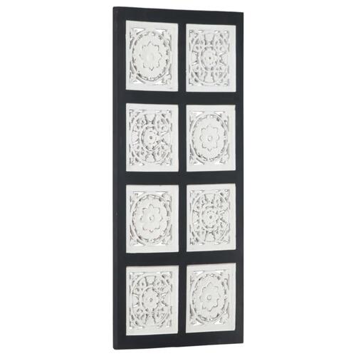 Håndskåret vægpanel 40x80x1,5 cm MDF sort og hvid
