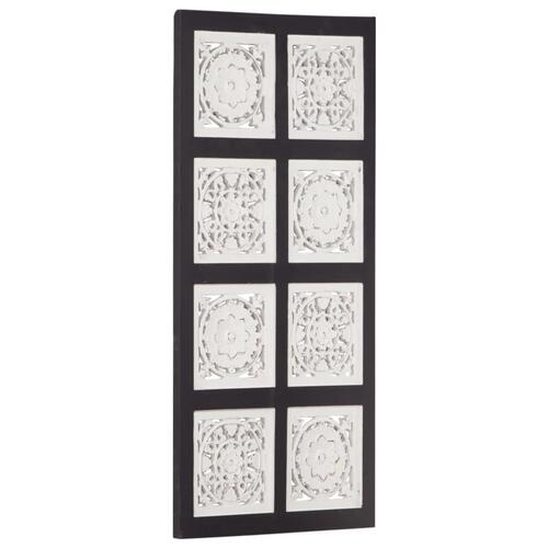 Håndskåret vægpanel 40x80x1,5 cm MDF sort og hvid