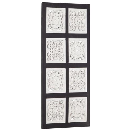 Håndskåret vægpanel 40x80x1,5 cm MDF sort og hvid