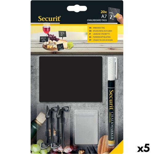 Tavle Securit Med støtte Sæt 7,4 × 10,5 cm 20 enheder Sort
