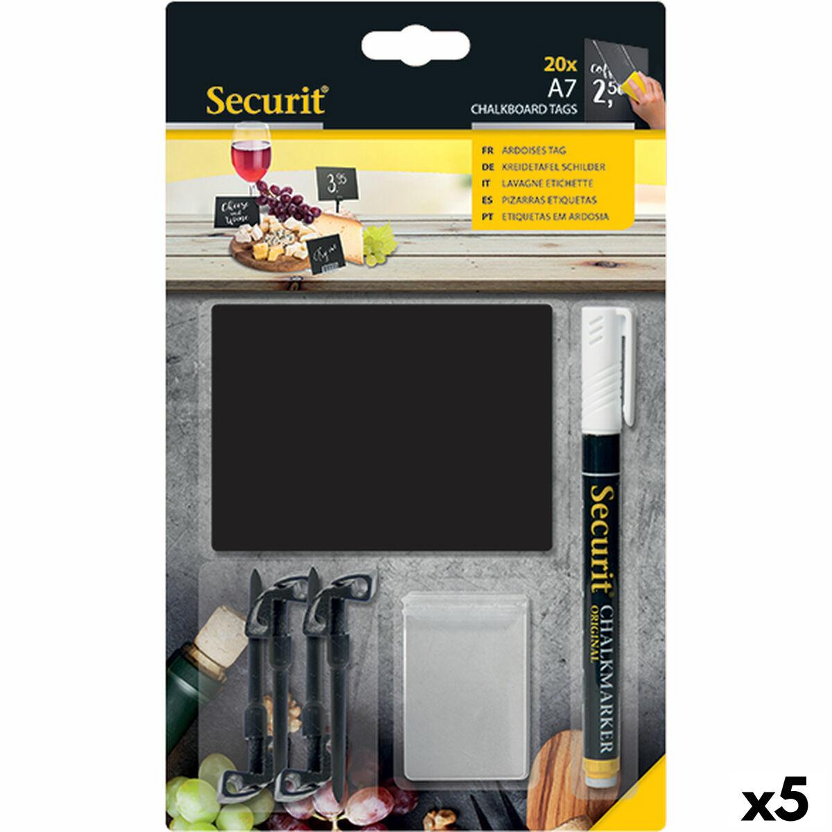 Tavle Securit Med støtte Sæt 7,4 × 10,5 cm 20 enheder Sort