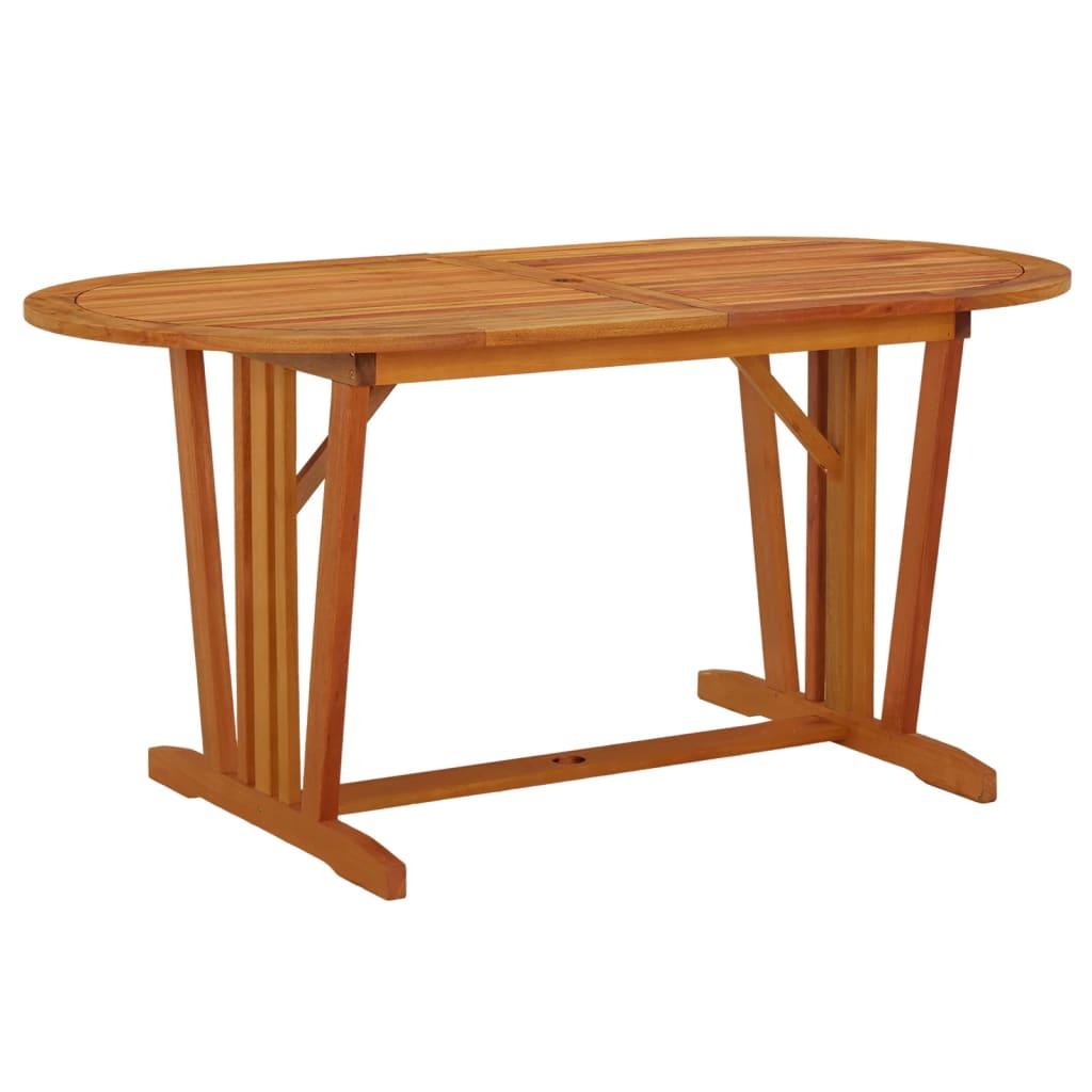 Havebord i massivt eukalyptustræ - 160 × 85 × 75 cm med parasolhul