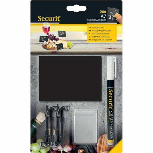 Tavle Securit Med støtte Sæt 7,4 × 10,5 cm 20 enheder Sort