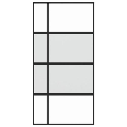 Skydedør 102,5x205 cm hærdet glas og aluminium sort
