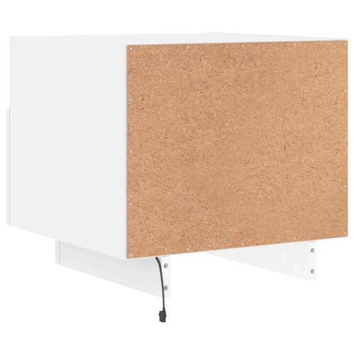 Sengeborde 2 stk. med LED-lys 40x39x37 cm hvid