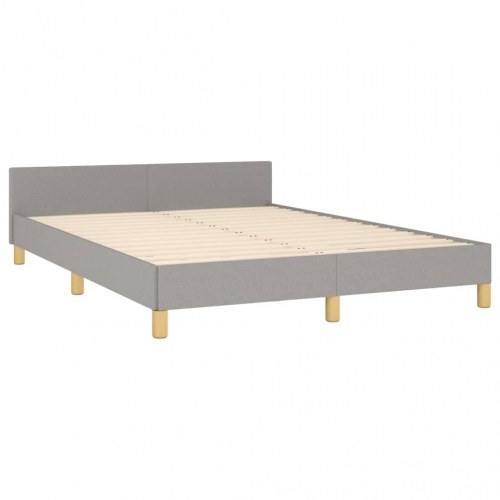 Sengeramme med justerbar gavl 140x190 cm - stof, lysegrå