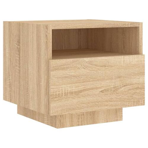Sengebord med LED-lys 40x39x37 cm sonoma-eg