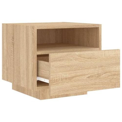 Sengebord med LED-lys 40x39x37 cm sonoma-eg
