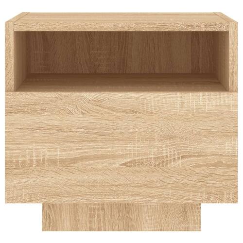 Sengebord med LED-lys 40x39x37 cm sonoma-eg