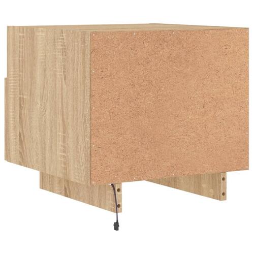 Sengebord med LED-lys 40x39x37 cm sonoma-eg