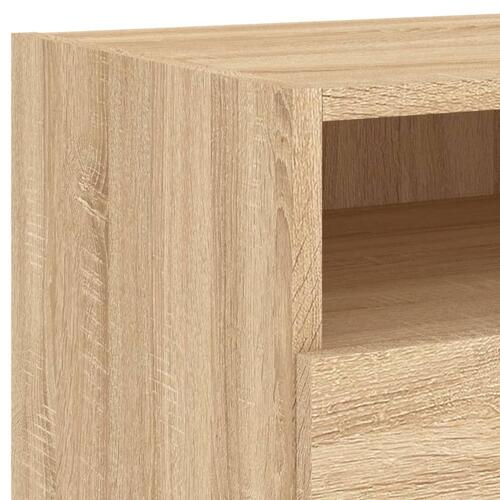 Sengebord med LED-lys 40x39x37 cm sonoma-eg