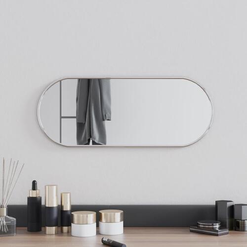 Vægspejl 50x20 cm oval sølvfarvet