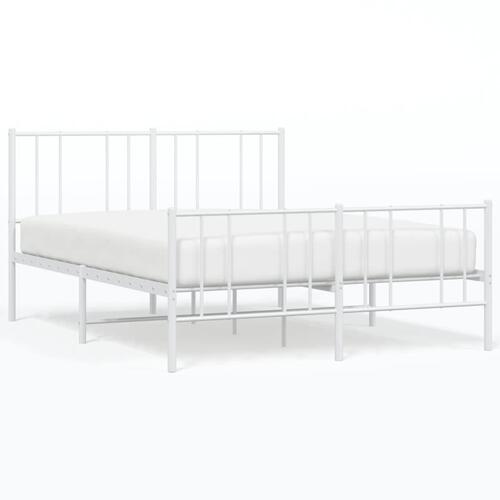 Sengeramme med sengegavl og fodgærde 120x200 cm metal hvid