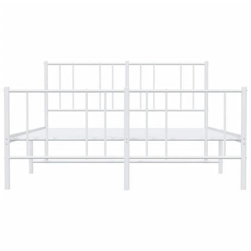 Sengeramme med sengegavl og fodgærde 120x200 cm metal hvid