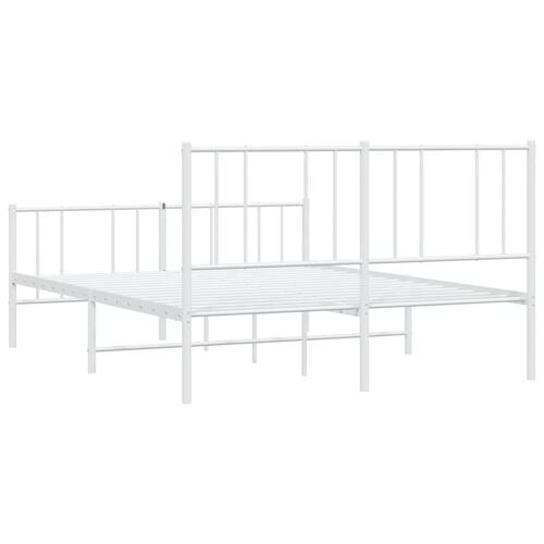 Sengeramme med sengegavl og fodgærde 120x200 cm metal hvid