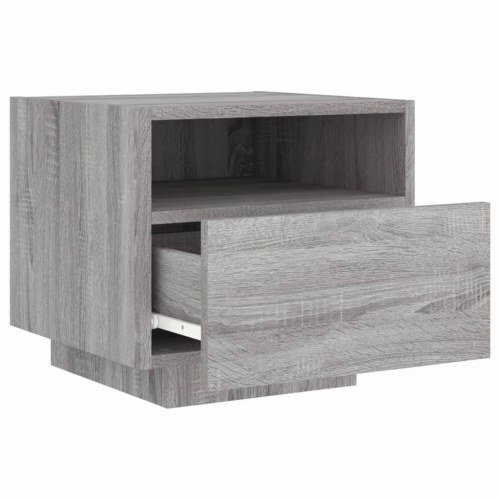 Sengeborde 2 stk. med LED-lys 40x39x37 cm grå sonoma-eg