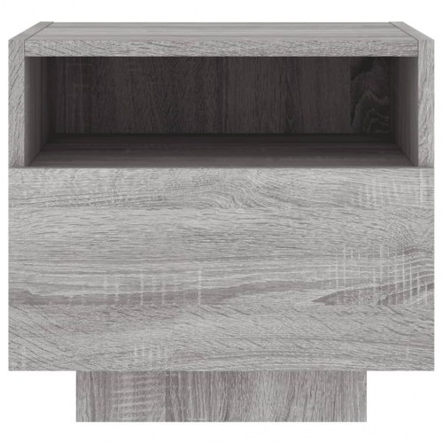 Sengeborde 2 stk. med LED-lys 40x39x37 cm grå sonoma-eg