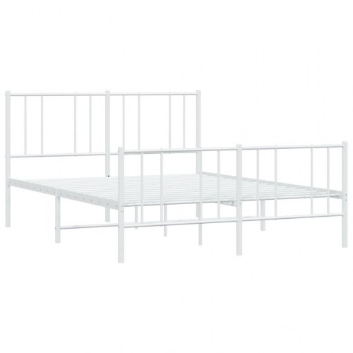 Sengeramme med sengegavl og fodgærde 140 × 190 cm - metal, hvid