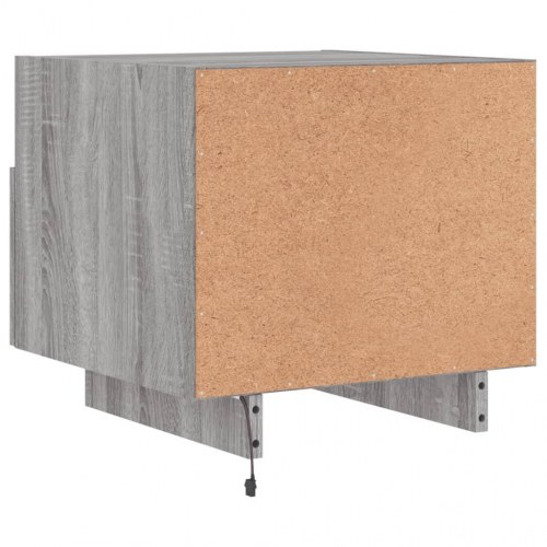 Sengeborde 2 stk. med LED-lys 40x39x37 cm grå sonoma-eg