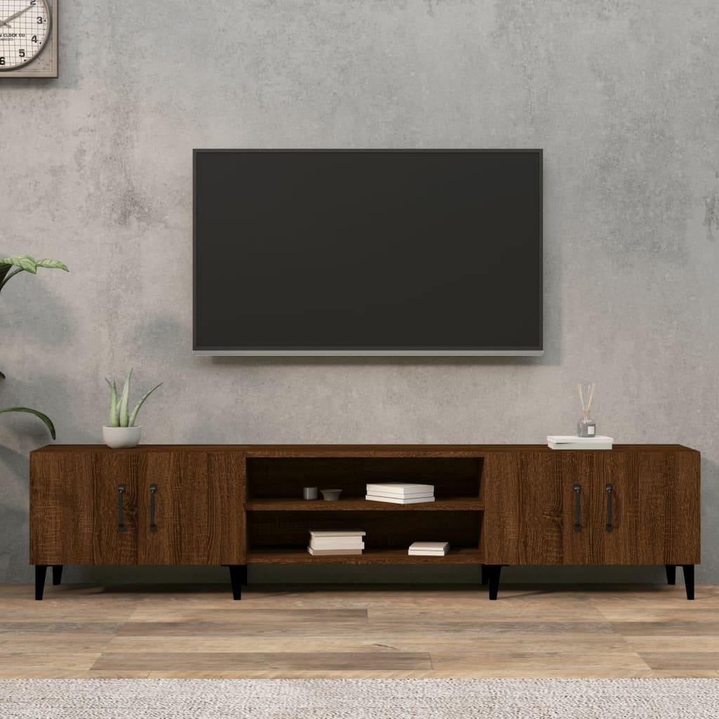 Tv-bord 180x31,5x40 cm konstrueret træ brun egetræsfarve
