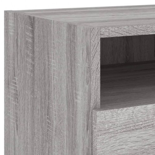 Sengeborde 2 stk. med LED-lys 40x39x37 cm grå sonoma-eg