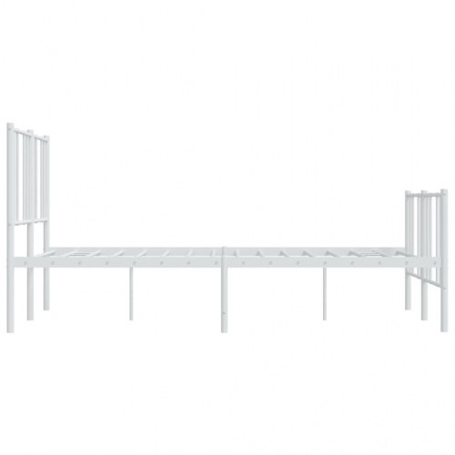 Sengeramme med sengegavl og fodgærde 140 × 190 cm - metal, hvid