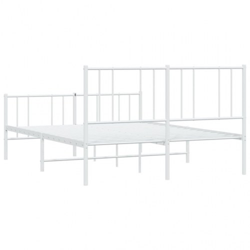 Sengeramme med sengegavl og fodgærde 140 × 190 cm - metal, hvid