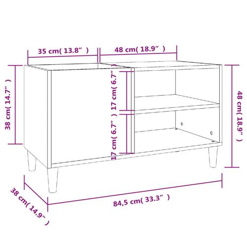 Vinylskab 84,5x38x48 cm konstrueret træ røget egetræsfarve