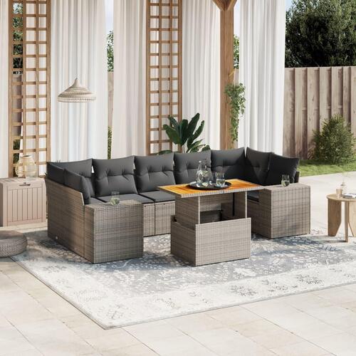 Sofasæt til haven 8 dele med hynder polyrattan grå