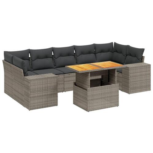 Sofasæt til haven 8 dele med hynder polyrattan grå