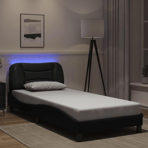Sengeramme med LED-lys 80x200 cm kunstlæder sort