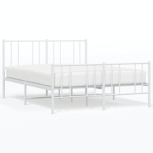 Sengeramme med sengegavl og fodgærde 140x200 cm metal hvid
