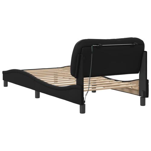 Sengeramme med LED-lys 80x200 cm kunstlæder sort