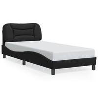 Sengeramme med LED-lys 90x190 cm kunstlæder sort