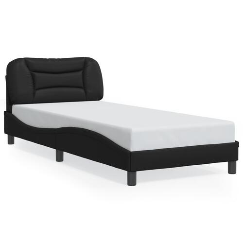 Sengeramme med LED-lys 90x190 cm kunstlæder sort